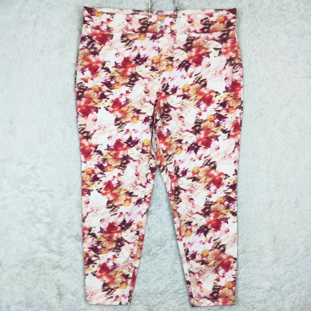 Terra & Sky Womens Pants Skinny Legging Crop Abstract Pull On Plus 2X 20W
